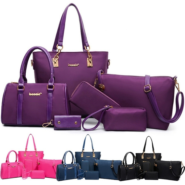 Luxury 6 Set Bags Handbag Shoulder Bag Tote Wallet Key Bag Patent Leather  Design Bag for Women