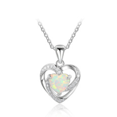 Sterling, Heart, Diamond Necklace, 925 sterling silver