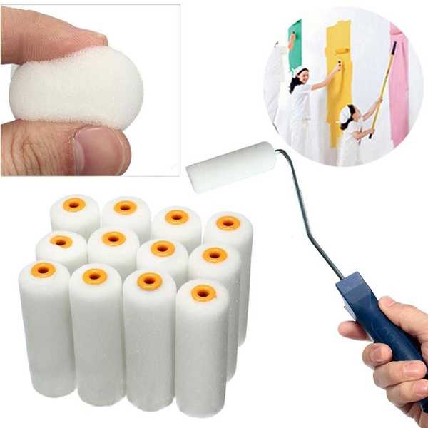 12pcs Craft Wall Varnishing Foam Painter Brush Heads with Paint Roller