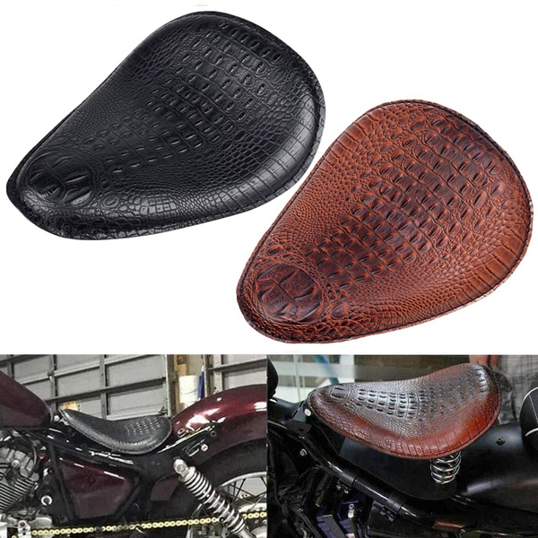 Brown Crocodile PU Leather Solo Drive Seat For Harley Chopper