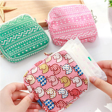 Trendy Cute Cartoon Sanitary Napkin Bag Purse Holder Organizer Storage Bags with Zipper Traveling Travel Napkins Towel Pouch Pad Holder YF