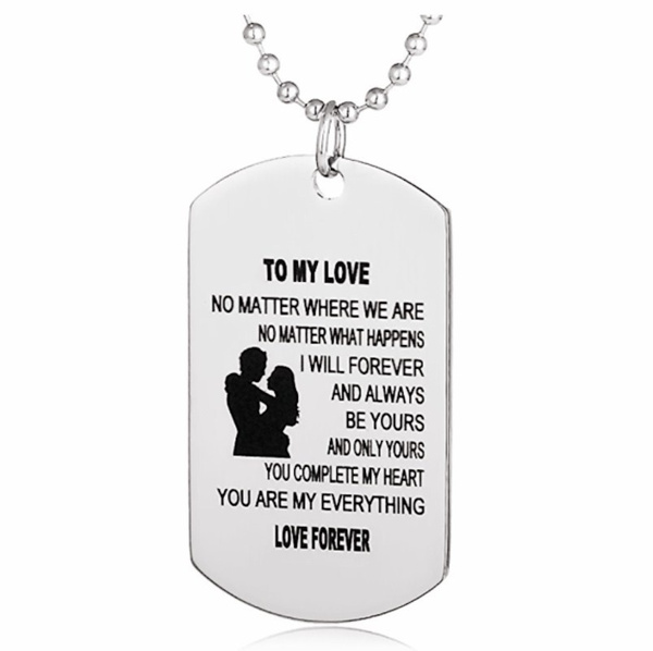 Designsify I Love My Girlfriend More Than Oina for Boy-Friend BF Him Men Man Birthday Anniversary Mother’s Father’s Day Silver Dog Tag Military ID Pendant Necklace Chain Designsify I Love My Girlfriend More Than Oina for Boy-Friend BF Him Men Man Birthday Anniversary Mother’s Father’s Day Silver Dog Tag Military ID Pendant Necklace Chain