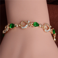 Fashion Women/Lady's fashion 18k Gold Plated Heart 5 Colors Stones Bracelets & Bangles Jewelry
