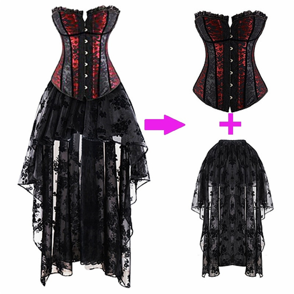 Victorian Gothic Steampunk Black Corset Bodice Witch Vampire Halloween Wear  B004