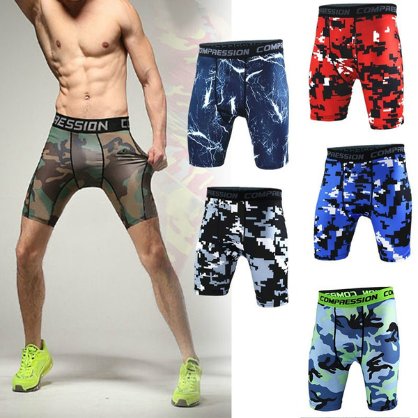 Men's Fashion Compression Shorts Spandex Base Layers Skins Tights  Camouflage Shorts Leggings | Wish