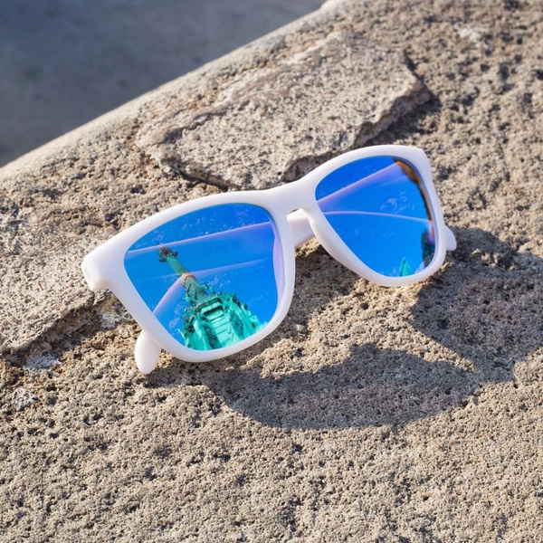 Unisex white frame blue lens Sunglasses Mirror Oculos Men and Women sunglasses