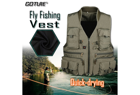Goture Men Waterproof Outdoor Sport Fishing Vest Army Green