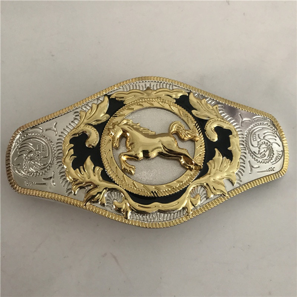 Retail New Lace Gold Horse Cowboy Belt Buckle with 163*88cm 171g