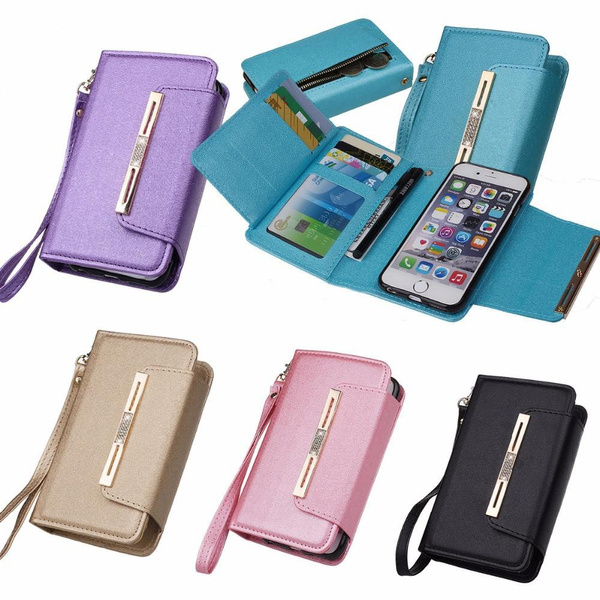 QIXIU for iPhone 14 Pro Max Wallet Case[13 Card  Slots]:Multi-Function,Detachable 3 in 1,Flip Strap Zipper Card Holder Phone  Case with Shoulder