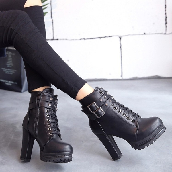 combat boots with heel