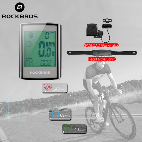 ROCKBROS Bicycle Cadence Wireless Speedometer Heart Rate Monitors Bike
