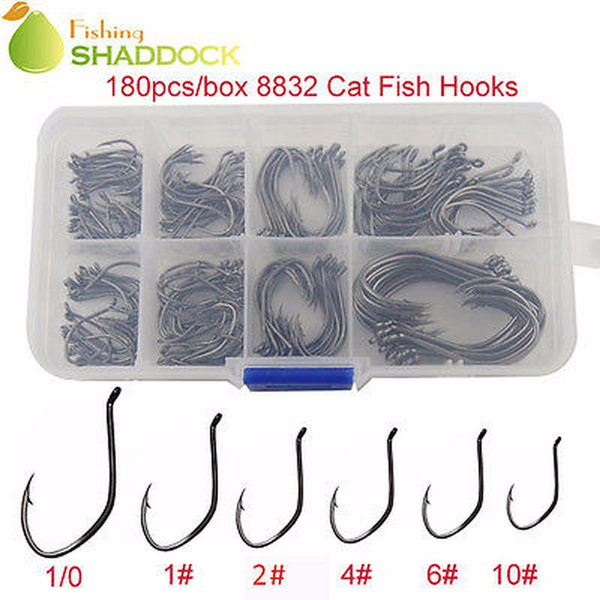 180pcs 8832 Catfish Hook Sharpened Sport Circle Black Fishing Hooks Size  10#-1/0