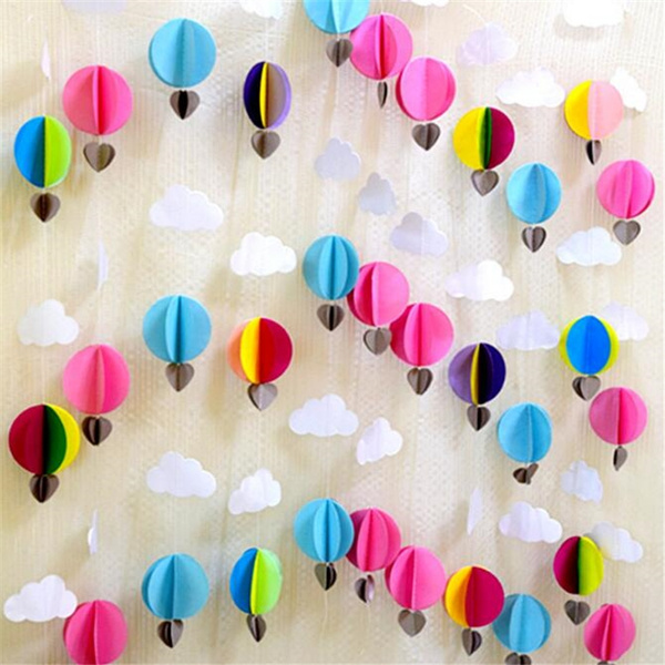 1 Pcs 2.9M Circle Heart Cloud Paper Hanging Banner Balloon String Garlands  Party Home Decoration