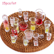 15PCS 1:12 Scale Kitchen Living Room Doll Food Dollhouse Simulation Tableware Miniature Cup Dish Bowl Plate Set