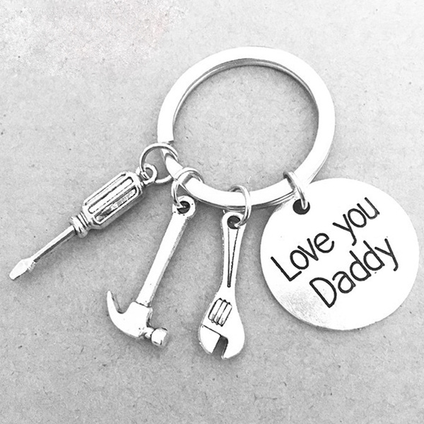 Key Ring Father Day Gift Papa Dad Men Charm Pendant Key Holder No.1 Dad We Love You