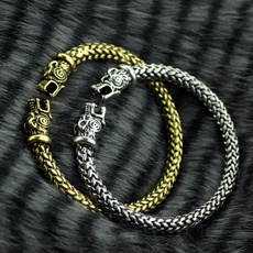Jewelry, Bracelet, twistbracelet, wolfheadbangle