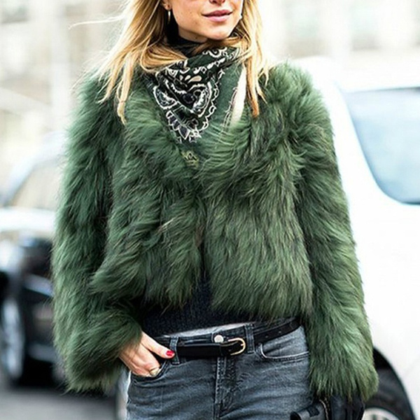 Green on sale furry coat