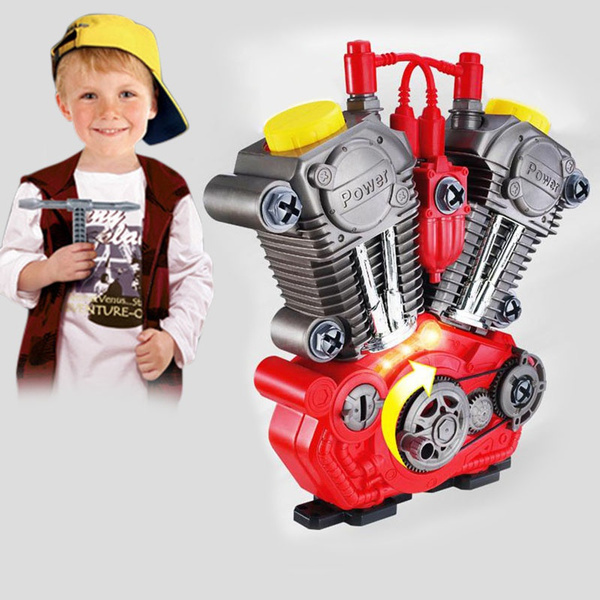 Children Toys Motorcycle Engine Overhaul Play Set With Light Sound Diy Assembly Mechanic Kit Kids Educational Toy Gifts Wish - Diy Engine Overhaul