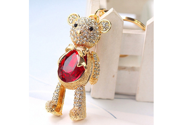 wholesale Studded teddy bear with faux pearl keychain