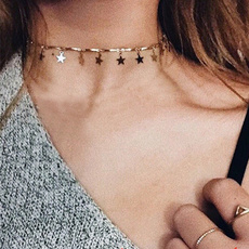  Dainty Gold Color Chain Tiny Star Choker Necklace for Women Necklaces 