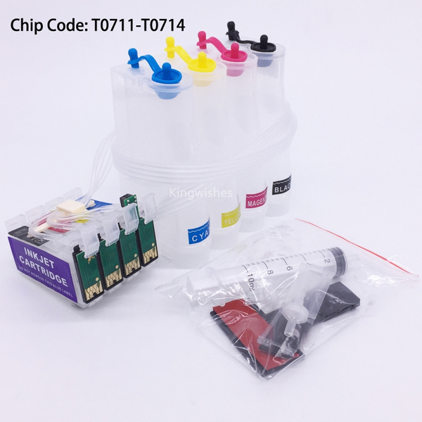 T0711 Empty CISS With Chip For Epson DX6050 DX7400 DX7450 DX8400 DX8450 ...