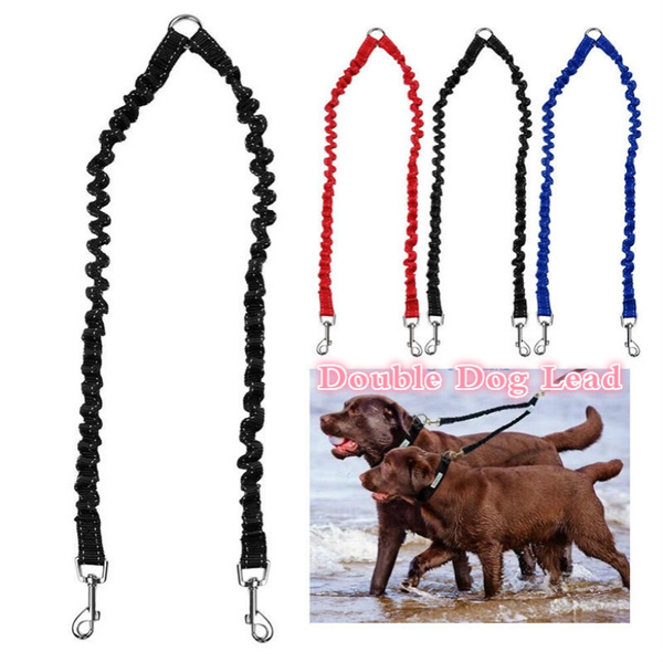 Double Dog Coupler Twin Lead 2 Way For Two Pet Dogs Safety Walking Leash Chain