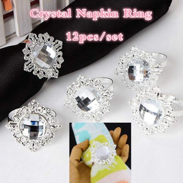 12PCS/Set  Napkin Ring Serviette Holder Wedding Banquet Dinner Decor Favor 