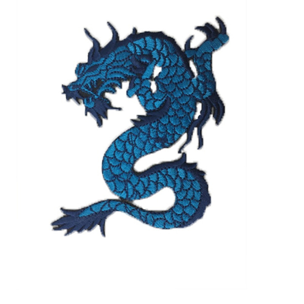 9722 blue dragon Drake féroce asiatique chinois mystique Fantasy Magic iron on patch