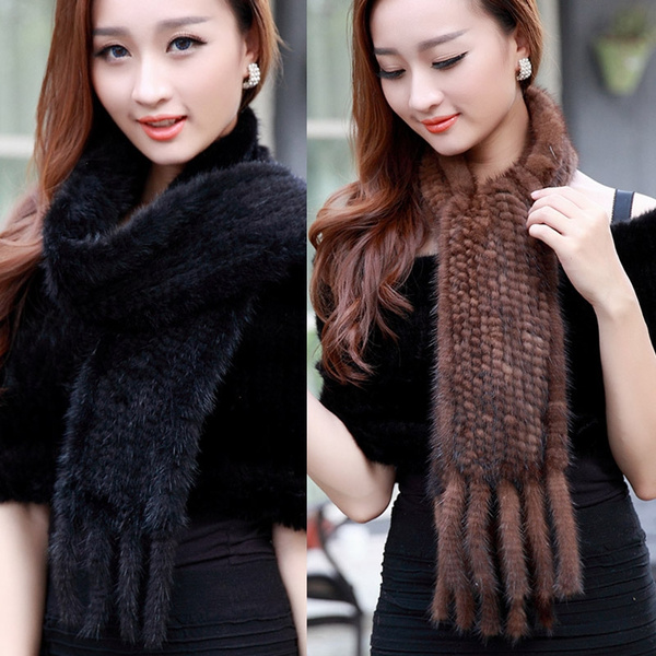 Knitted Fur Shawl