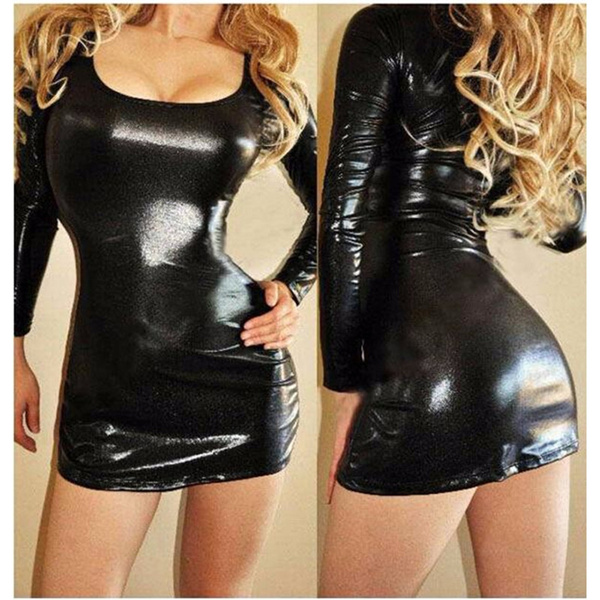 Paint The Night Leather Mini Dress