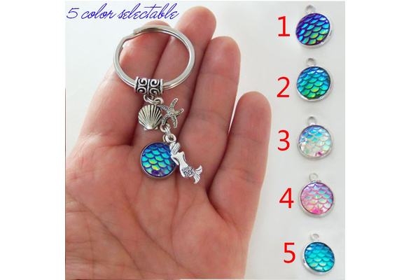 Large Keychain Keychain Lanyard Key Fob Mermaid Gift Large Chunky Keychain Mermaid Anchor Keyring with Freshwater Pearl Key Ring