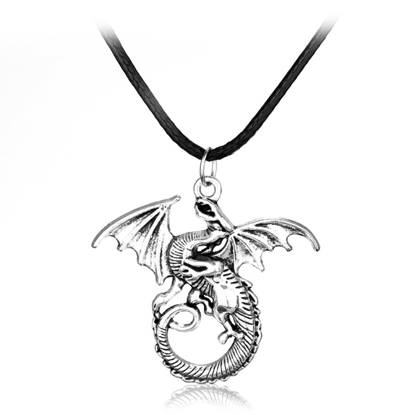 Necklace for Men Jewelry The Elder Scrolls Skyrim Dinosaur Pendant Necklace Men Necklace Retro Movie Jewelry Gift