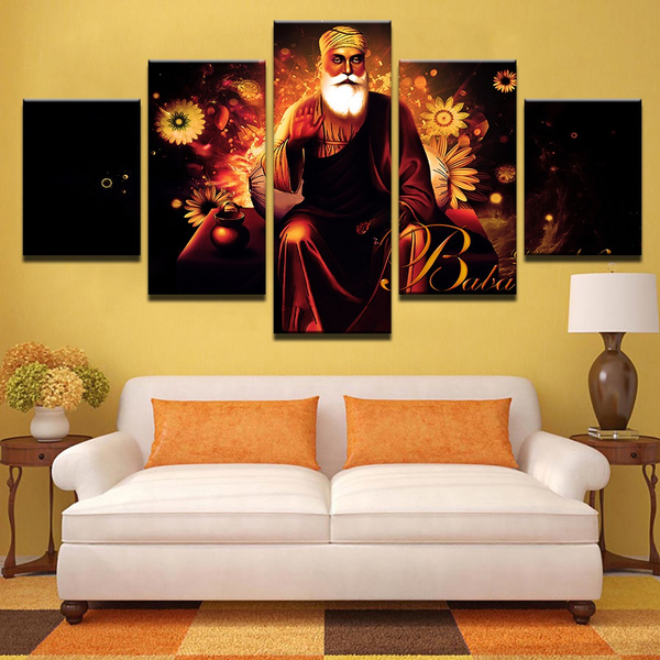 5 Pcs Canvas Painting Art Home Decoration For Living Room Decor India Tibetan Buddhism Guru Nanak Wall Picture Paintings Print Wish - Paintings For Home Decor India 5 Pcs Canvas Painting Art Home Decoration For Living Room Decor India Tibetan Buddhism Guru Nanak Wall Picture Paintings Print Wish - Paintings For Home Decor India