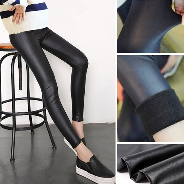 Pregnant Women Soft Maternity Leggings Leather Pants Trousers Pantyhose  Clothing Clothes