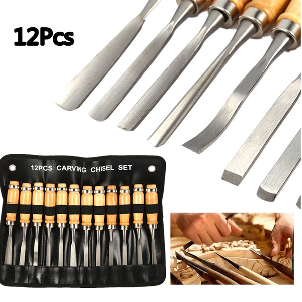 12 Piece Wood Carving Hand Chisel Tool Set Professional