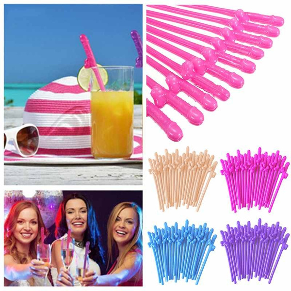 20 Pcs Willy Drinking Straws Nude Hens Night Party Penis Dick Dicky ...