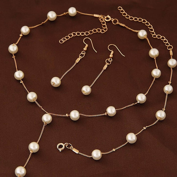 Gold Silver Women Sweet Elegant Pearl 