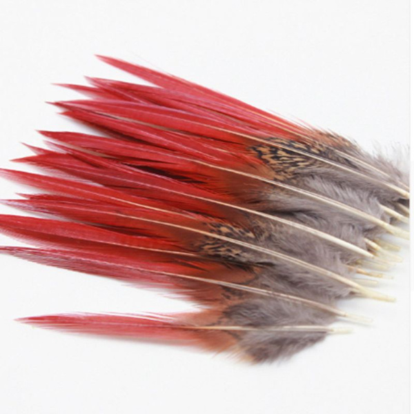 10pcs 4-5.5inch Beautiful Pheasant Feathers Red Sword Rare Feathers Bulk Feather  Fly Fishing Tying Accessories Material