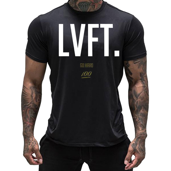 Men's LVFT GYM Cotton T Shirt Gym Bodybuilding Stringer Tops Fitnesses  Sportswear 2019 Summer Short sleeve live fit Shirt LTSB003