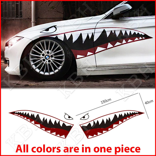 59" Full Shark Mouth Teeth Flying Tiger Die-Cut Vinyl Sticker Car | Wish