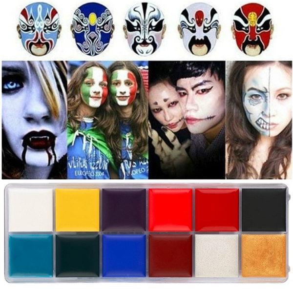 12 Colors Face Body Paint Oil Painting Art Make Up Set Halloween Party ...