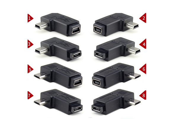 90 Degree Down Angle USB Type A Female to Mini B 5 Pin Male Cable Adapter 