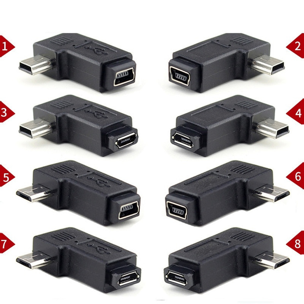 Down Angle 90 Degree 5Pin Mini Male to USB Female Connector Adapter 