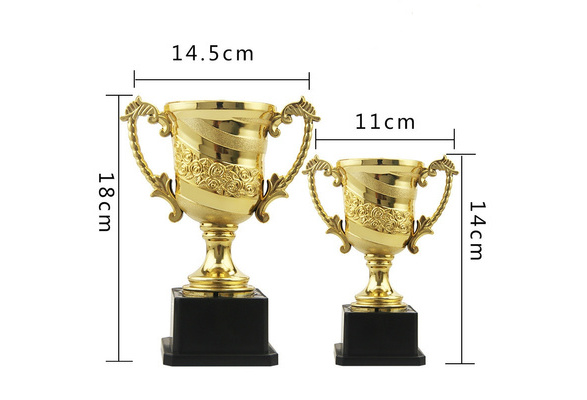 Party Favors Reward Prizes 5 inch Gold Cup Trophies for Children Play Kreative Kids Plastic Golden Award Trophy Pack of 12 