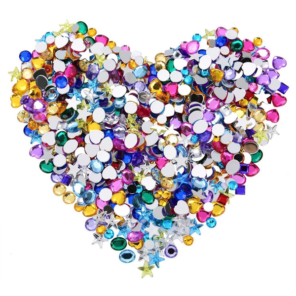 600 Pieces Gems Acrylic Craft Jewels Flatback Rhinestones Gemstone