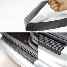 Universal Black Protector Sill Scuff Cover Car Door Plate Sticker 3D Carbon Fiber Anti Scratch