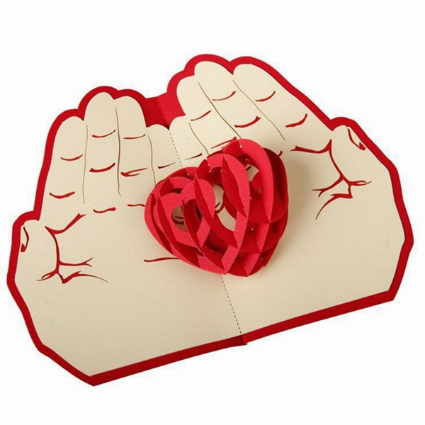 3d Pop Up Heart In Palm Greeting Card With Matching Envelope Valentine