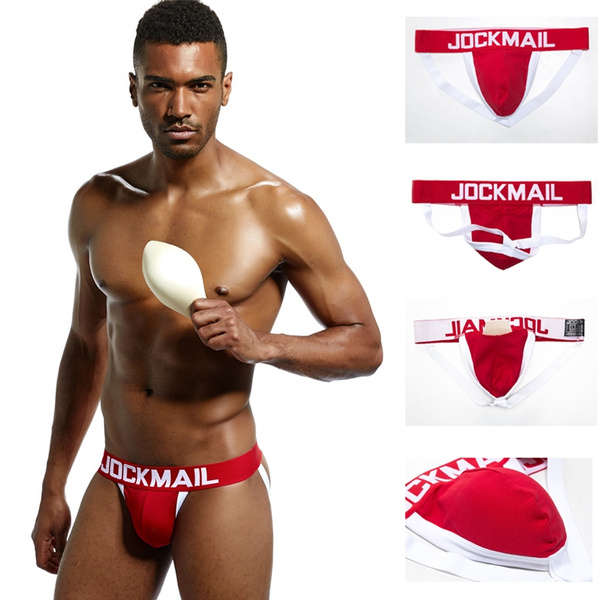 Sexy Men's U Convex Cup Jockstrap Underwear Cotton Male Gay Backless T-back  Thongs Underpant
