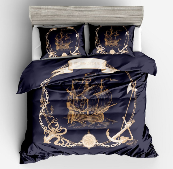 Luxury 3d Pirate Ship Printed Bedding, Pirate Duvet Cover