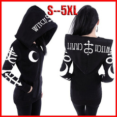2018 Women's Fashiom Hooded Jacket  Print Gothic Punk Long Sleeve Zipper Hoodies Plus Size S-5XL
